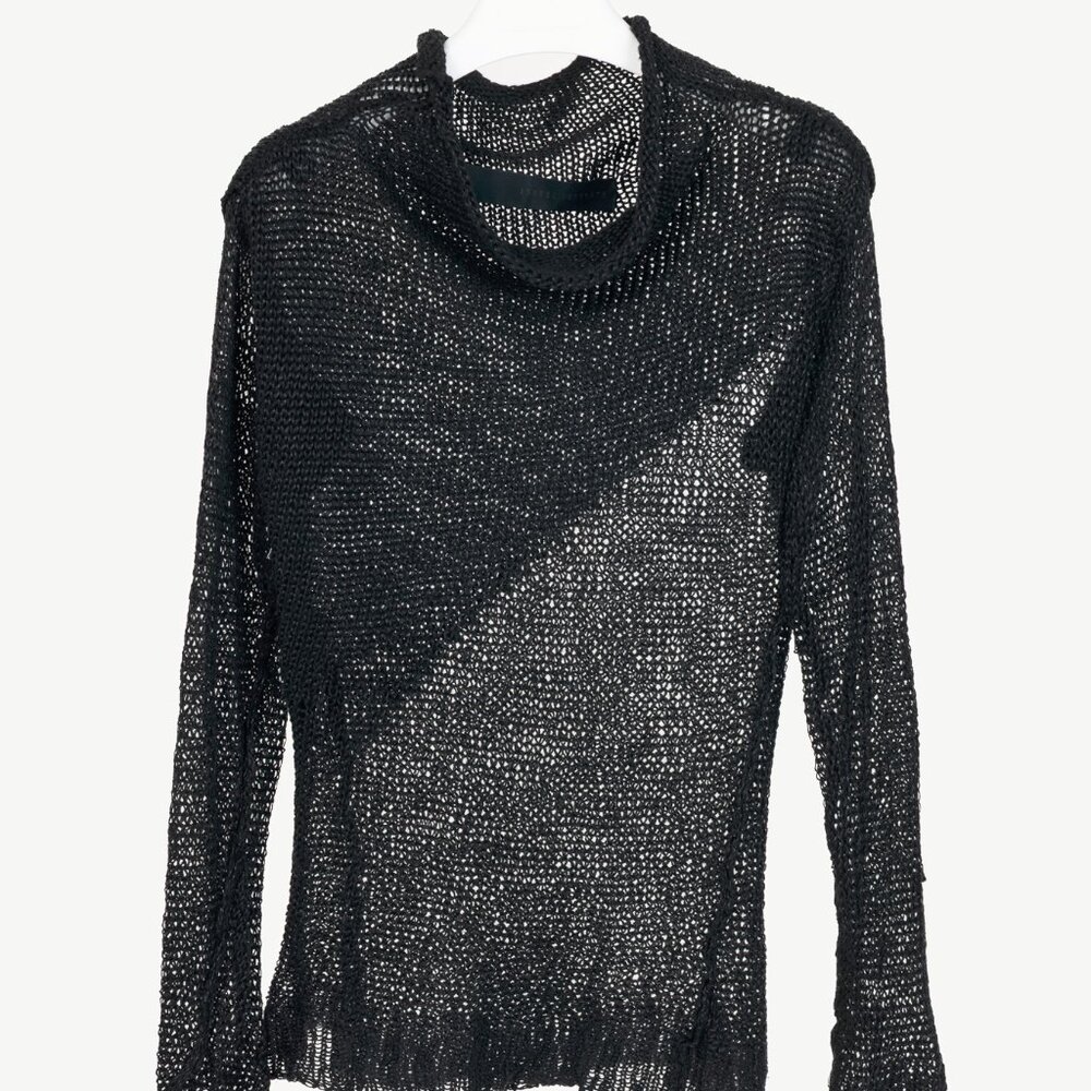 Isabel Benenato SS12 Black Linen Cowl Sweater